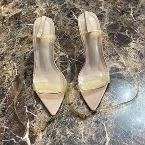 Fashion Nova Beige Heels with Clear Straps